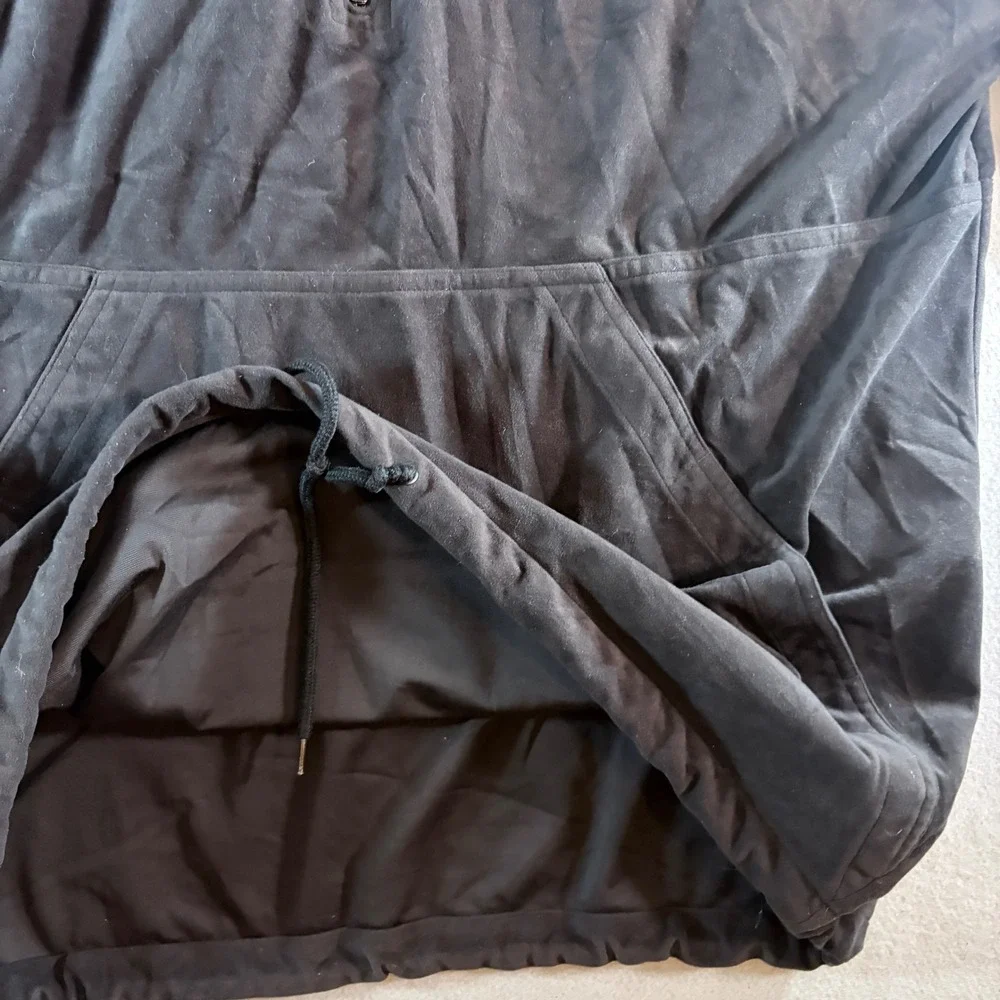 Vintage Adidas Originals Mens Black 1/4 Zip Hooded Windbreaker Jacket Size M